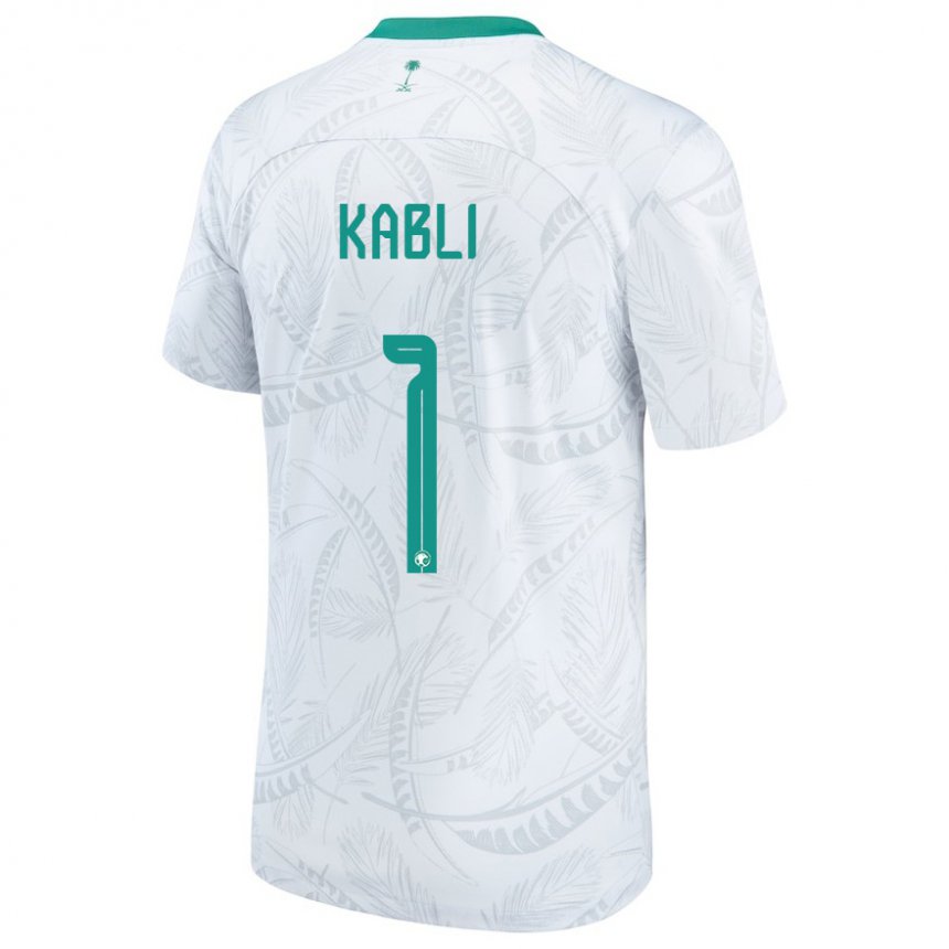 Mænd Saudi-arabiens Bader Kabli #1 Hvid Hjemmebane Spillertrøjer 22-24 Trøje T-shirt