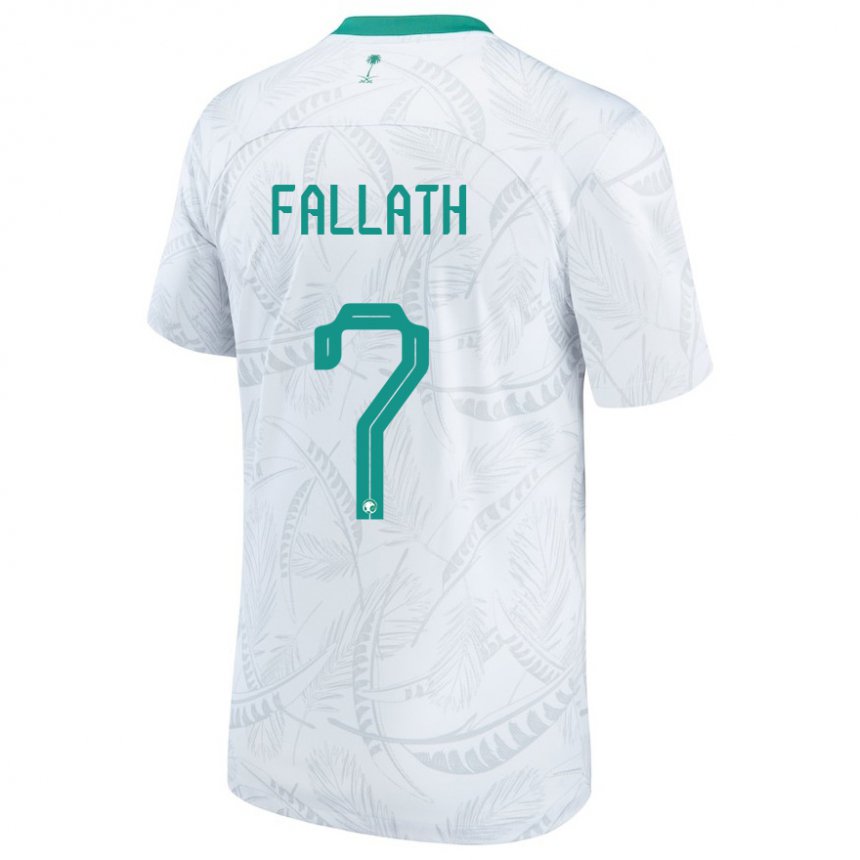 Mænd Saudi-arabiens Fahad Fallath #7 Hvid Hjemmebane Spillertrøjer 22-24 Trøje T-shirt