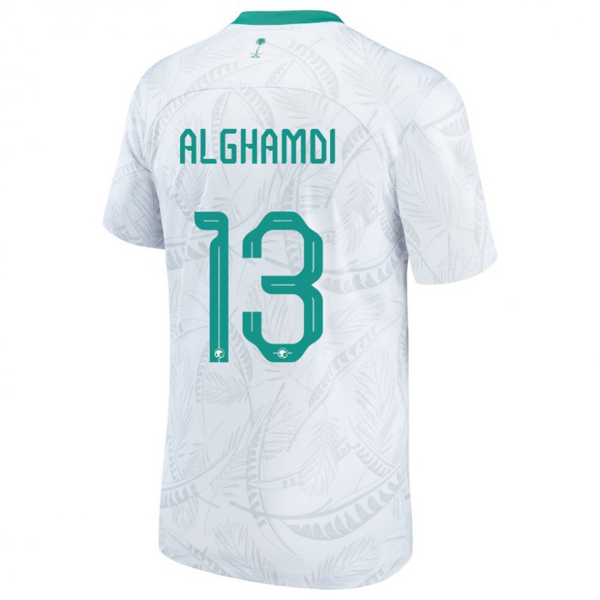 Mænd Saudi-arabiens Hazzaa Alghamdi #13 Hvid Hjemmebane Spillertrøjer 22-24 Trøje T-shirt