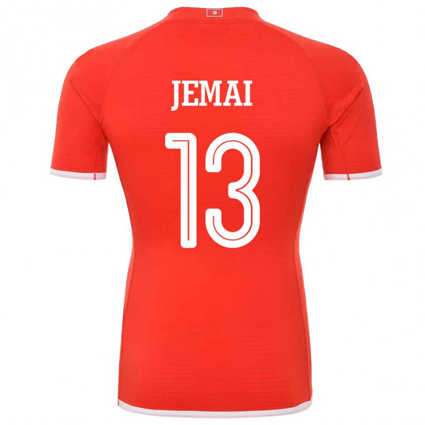 Mænd Tunesiens Yasmine Jemai #13 Rød Hjemmebane Spillertrøjer 22-24 Trøje T-shirt