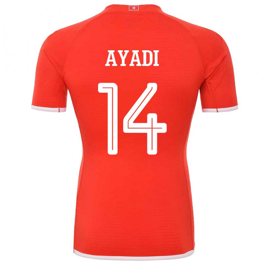 Mænd Tunesiens Ghada Ayadi #14 Rød Hjemmebane Spillertrøjer 22-24 Trøje T-shirt
