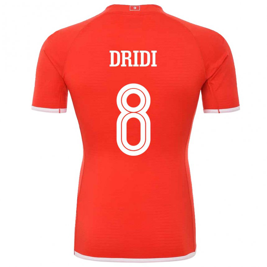 Mænd Tunesiens Yassine Dridi #8 Rød Hjemmebane Spillertrøjer 22-24 Trøje T-shirt