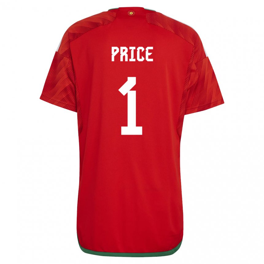 Mænd Wales Jo Price #1 Rød Hjemmebane Spillertrøjer 22-24 Trøje T-shirt