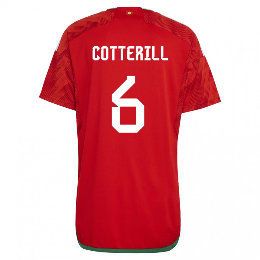 Mænd Wales Joel Cotterill #6 Rød Hjemmebane Spillertrøjer 22-24 Trøje T-shirt