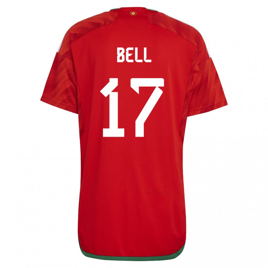 Mænd Wales Zac Bell #17 Rød Hjemmebane Spillertrøjer 22-24 Trøje T-shirt