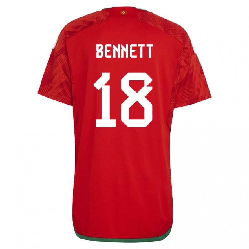 Mænd Wales Murphy Bennett #18 Rød Hjemmebane Spillertrøjer 22-24 Trøje T-shirt