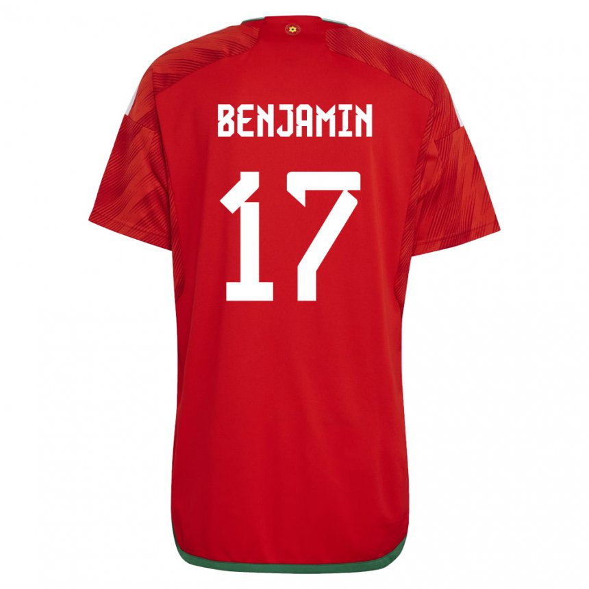 Mænd Wales Omari Benjamin #17 Rød Hjemmebane Spillertrøjer 22-24 Trøje T-shirt