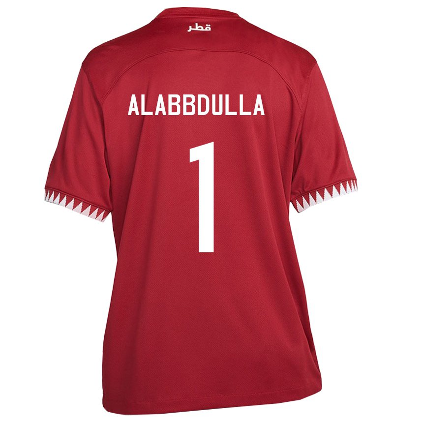 Mænd Qatars Latifa Alabbdulla #1 Rødbrun Hjemmebane Spillertrøjer 22-24 Trøje T-shirt