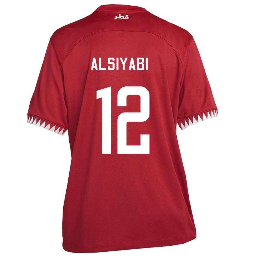 Mænd Qatars Shaima Alsiyabi #12 Rødbrun Hjemmebane Spillertrøjer 22-24 Trøje T-shirt