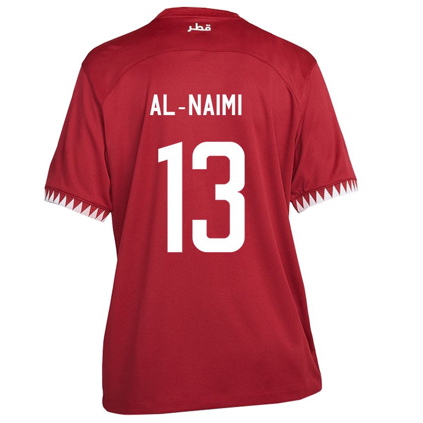 Mænd Qatars Zahra Al Naimi #13 Rødbrun Hjemmebane Spillertrøjer 22-24 Trøje T-shirt