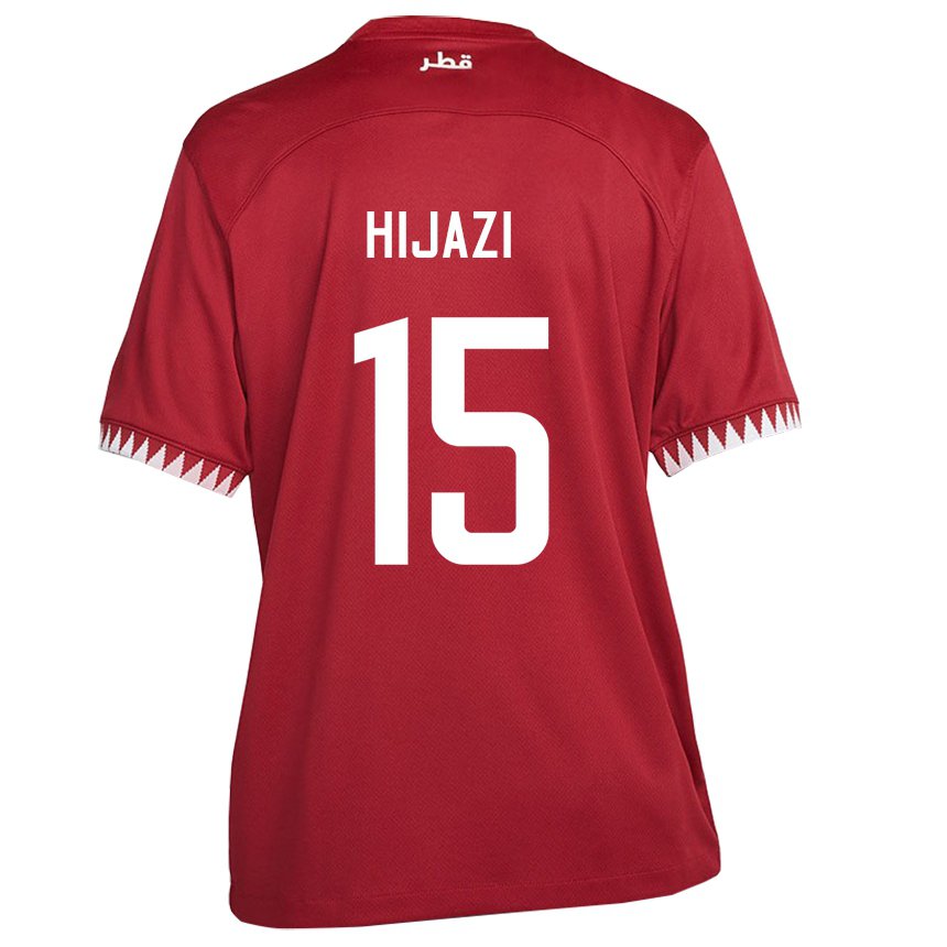Mænd Qatars Asalet Hijazi #15 Rødbrun Hjemmebane Spillertrøjer 22-24 Trøje T-shirt