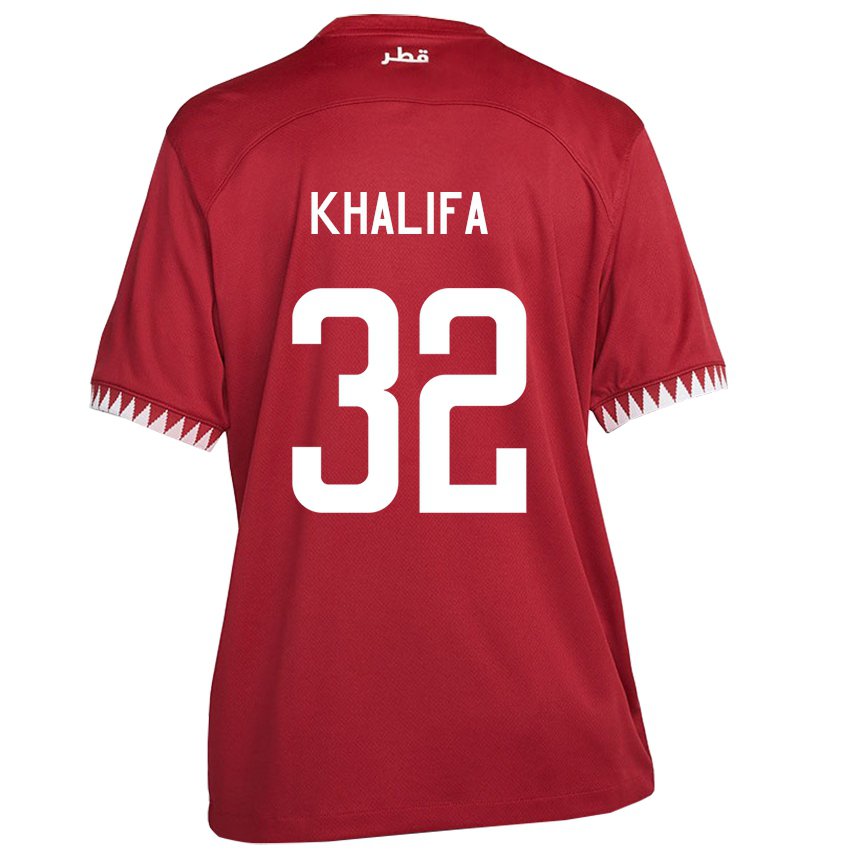 Mænd Qatars Duana Khalifa #32 Rødbrun Hjemmebane Spillertrøjer 22-24 Trøje T-shirt