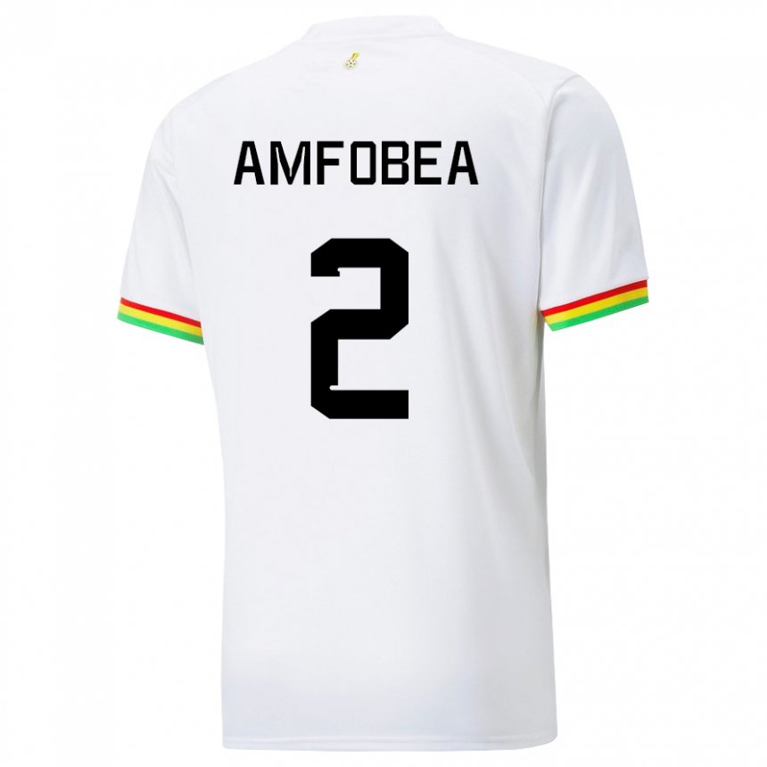 Mænd Ghanas Gladys Amfobea #2 Hvid Hjemmebane Spillertrøjer 22-24 Trøje T-shirt