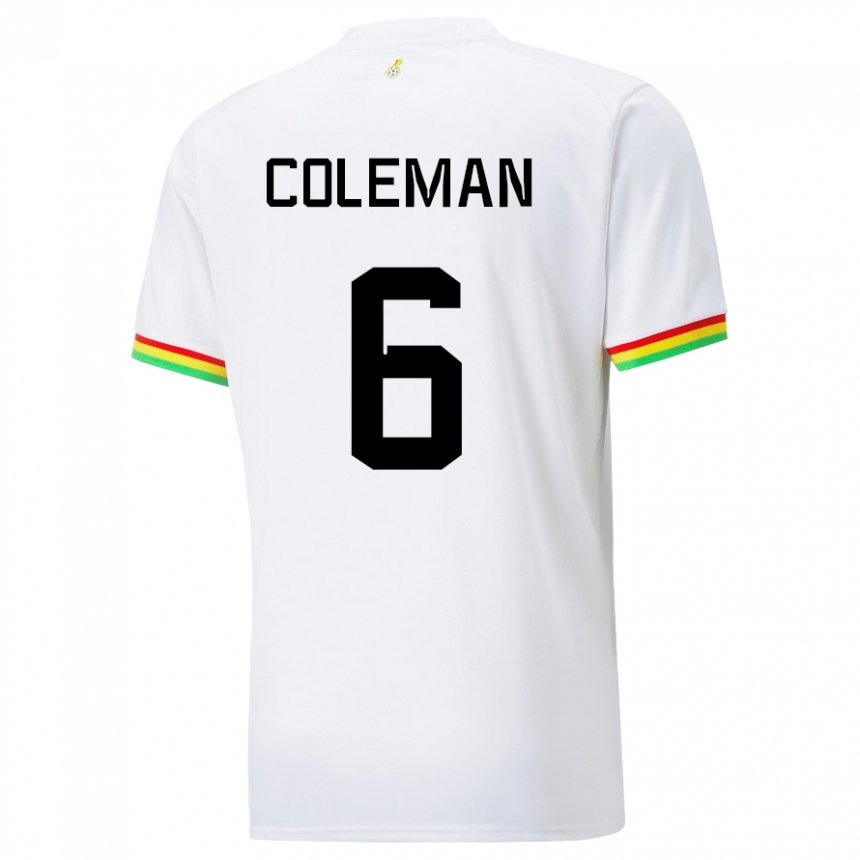 Mænd Ghanas Ellen Coleman #6 Hvid Hjemmebane Spillertrøjer 22-24 Trøje T-shirt