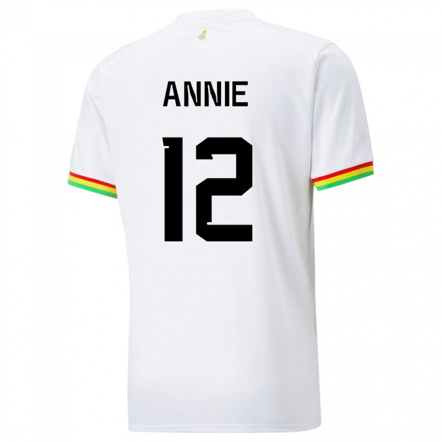 Mænd Ghanas Henrietta Annie #12 Hvid Hjemmebane Spillertrøjer 22-24 Trøje T-shirt