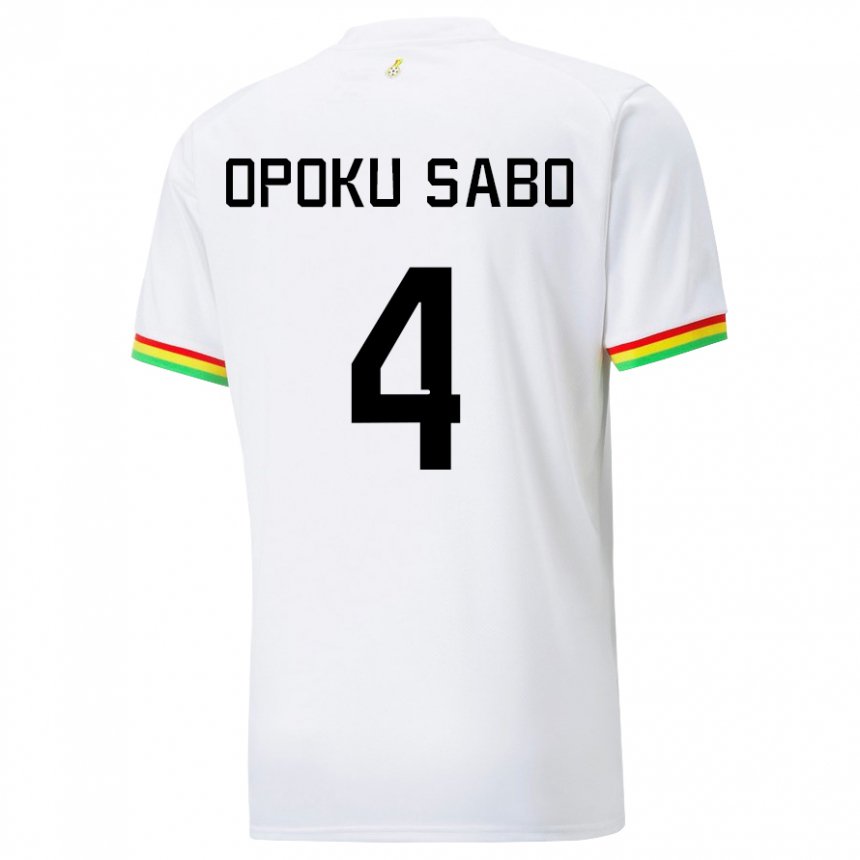 Mænd Ghanas Alex Opoku Sabo #4 Hvid Hjemmebane Spillertrøjer 22-24 Trøje T-shirt