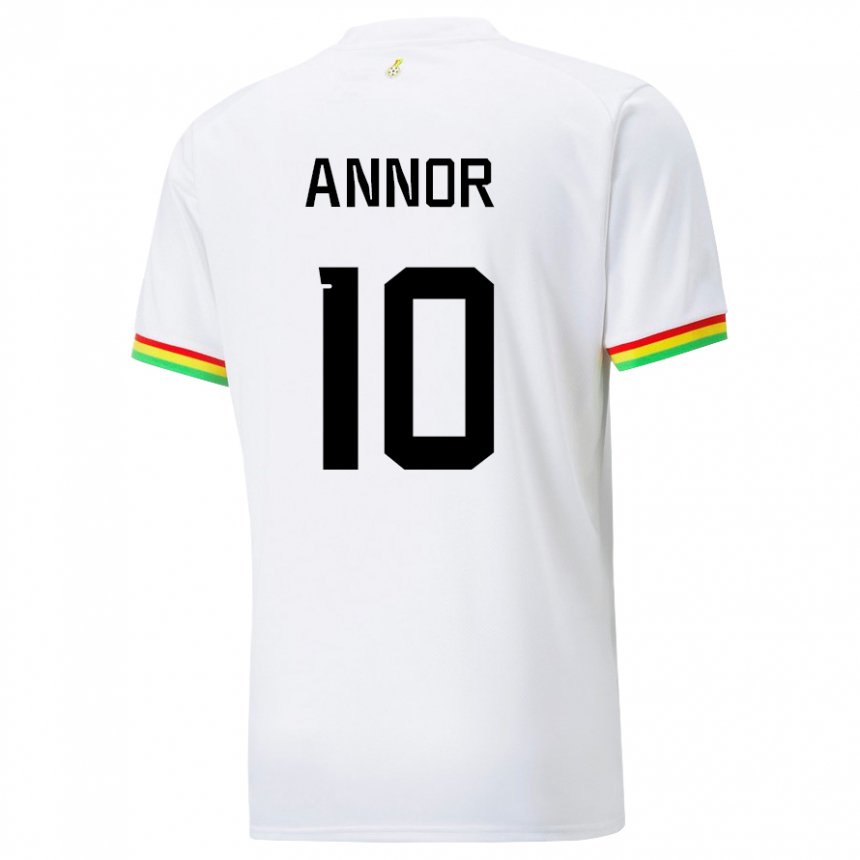 Mænd Ghanas Emmanuel Annor #10 Hvid Hjemmebane Spillertrøjer 22-24 Trøje T-shirt