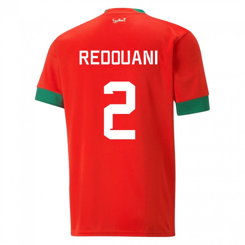 Mænd Marokkos Zineb Redouani #2 Rød Hjemmebane Spillertrøjer 22-24 Trøje T-shirt