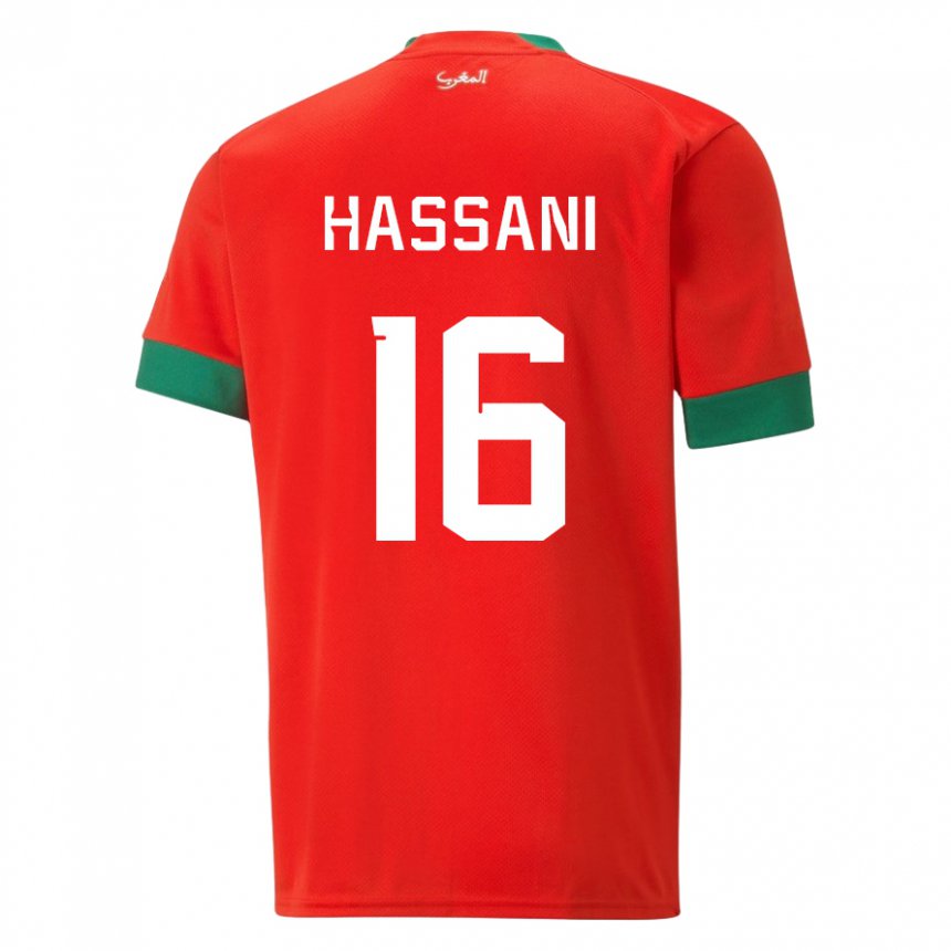 Mænd Marokkos Samya Hassani #16 Rød Hjemmebane Spillertrøjer 22-24 Trøje T-shirt