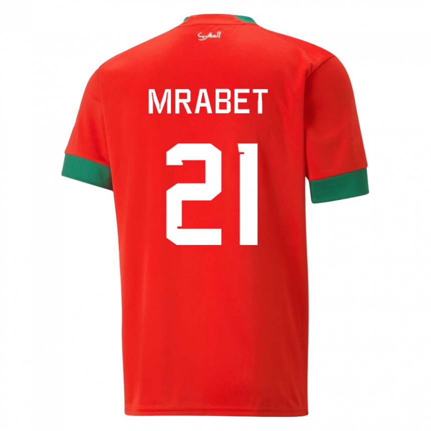 Mænd Marokkos Yasmin Mrabet #21 Rød Hjemmebane Spillertrøjer 22-24 Trøje T-shirt