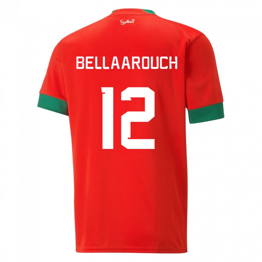 Mænd Marokkos Alaa Bellaarouch #12 Rød Hjemmebane Spillertrøjer 22-24 Trøje T-shirt