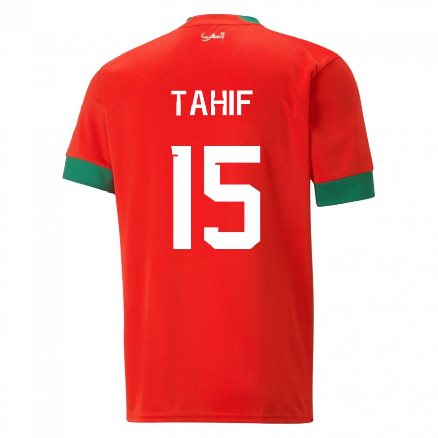 Mænd Marokkos Adil Tahif #15 Rød Hjemmebane Spillertrøjer 22-24 Trøje T-shirt