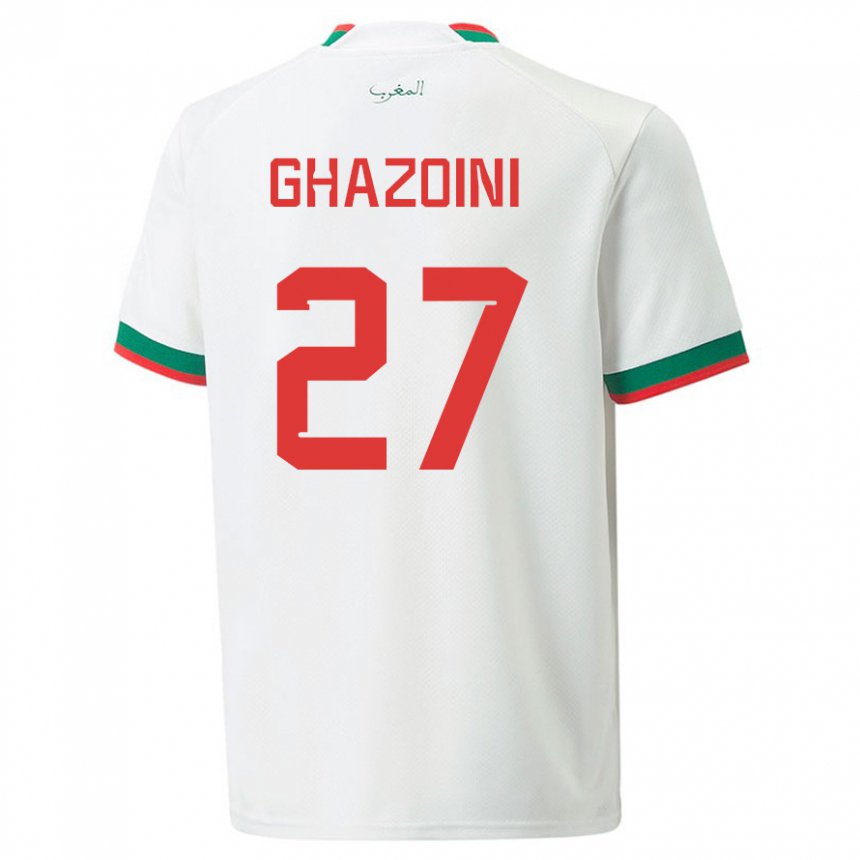 Mænd Marokkos Amine Ghazoini #27 Hvid Udebane Spillertrøjer 22-24 Trøje T-shirt
