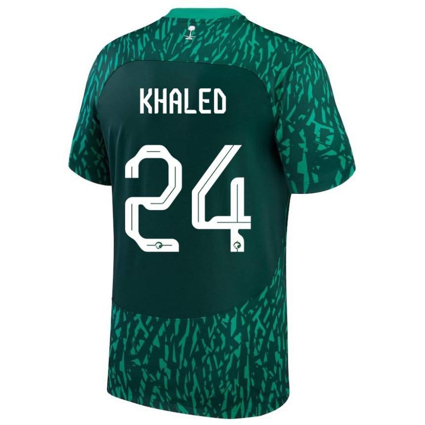 Mænd Saudi-arabiens Atheer Khaled #24 Dark Grøn Udebane Spillertrøjer 22-24 Trøje T-shirt