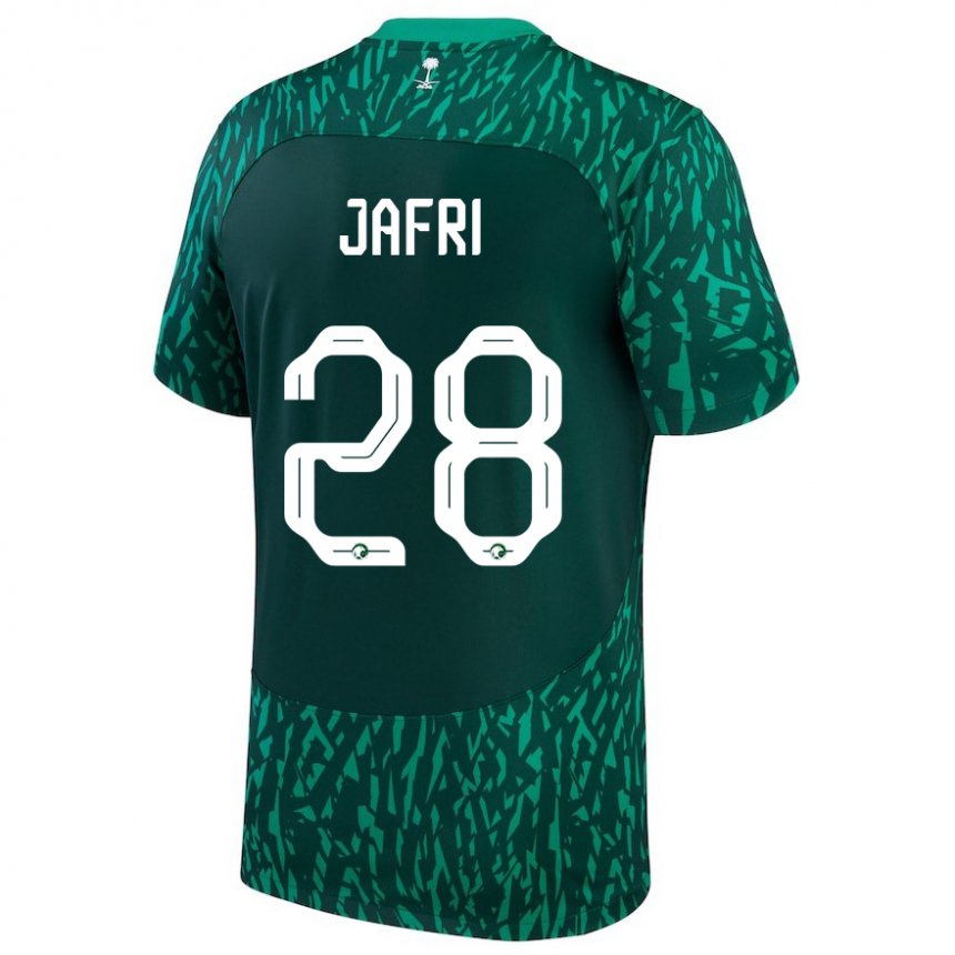 Mænd Saudi-arabiens Farah Jafri #28 Dark Grøn Udebane Spillertrøjer 22-24 Trøje T-shirt