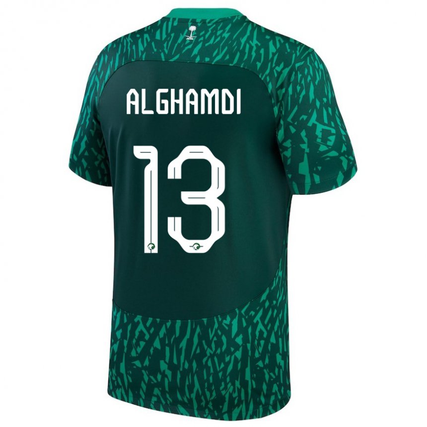 Mænd Saudi-arabiens Hazzaa Alghamdi #13 Dark Grøn Udebane Spillertrøjer 22-24 Trøje T-shirt