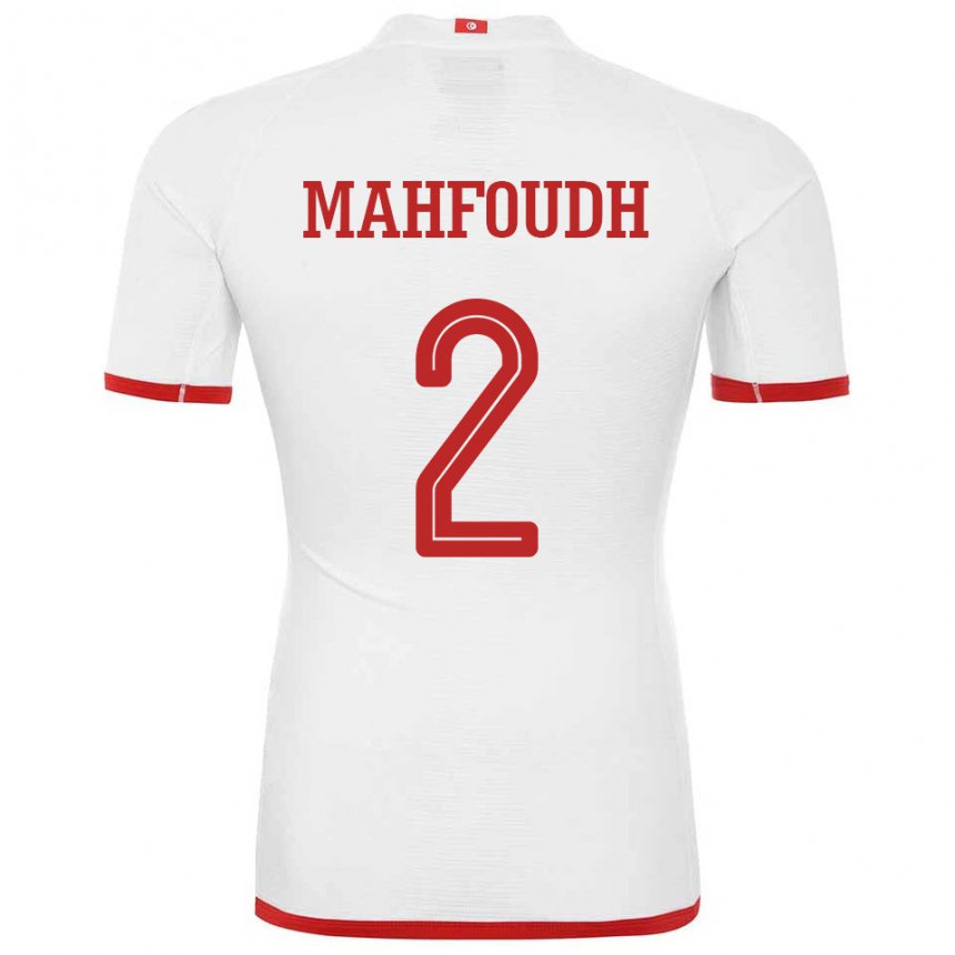 Mænd Tunesiens Dhikra Mahfoudh #2 Hvid Udebane Spillertrøjer 22-24 Trøje T-shirt