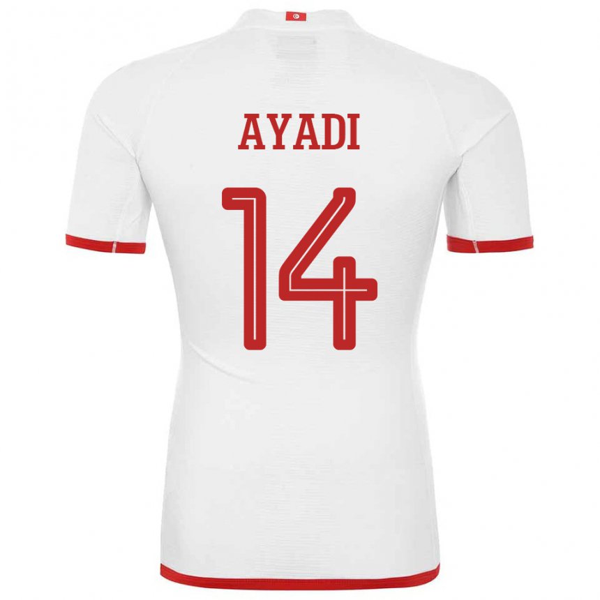 Mænd Tunesiens Ghada Ayadi #14 Hvid Udebane Spillertrøjer 22-24 Trøje T-shirt