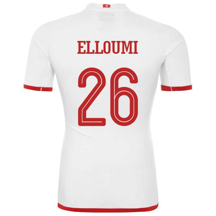 Mænd Tunesiens Khalil Elloumi #26 Hvid Udebane Spillertrøjer 22-24 Trøje T-shirt