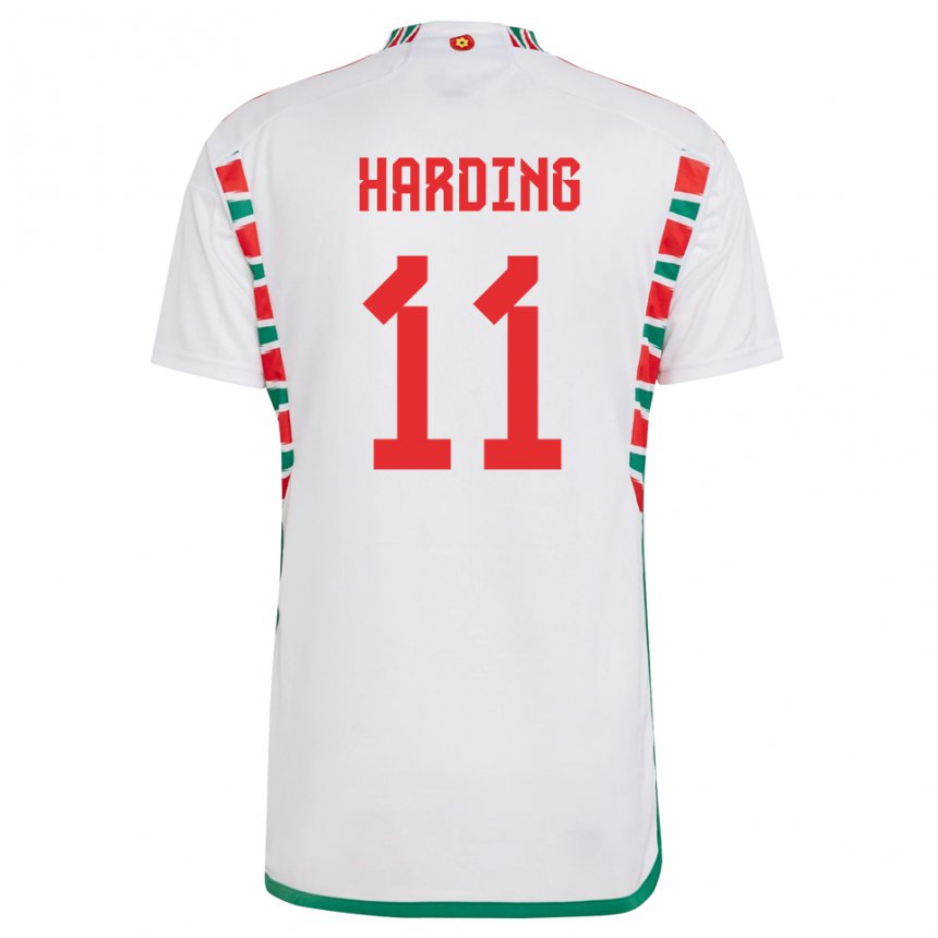 Mænd Wales Natasha Harding #11 Hvid Udebane Spillertrøjer 22-24 Trøje T-shirt