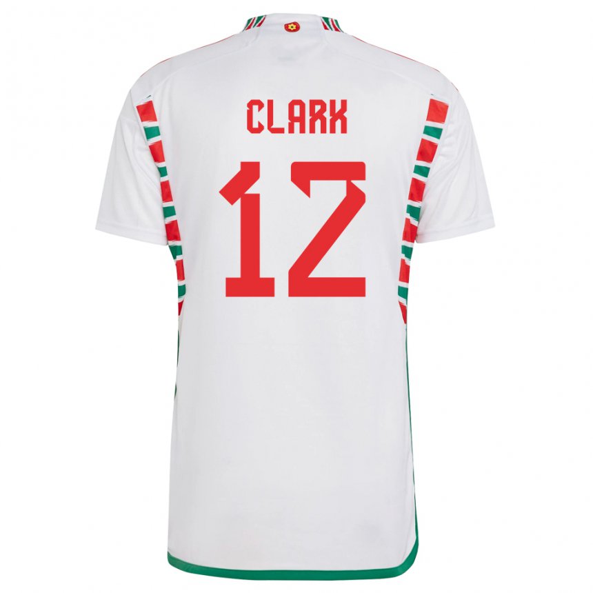 Mænd Wales Olivia Clark #12 Hvid Udebane Spillertrøjer 22-24 Trøje T-shirt