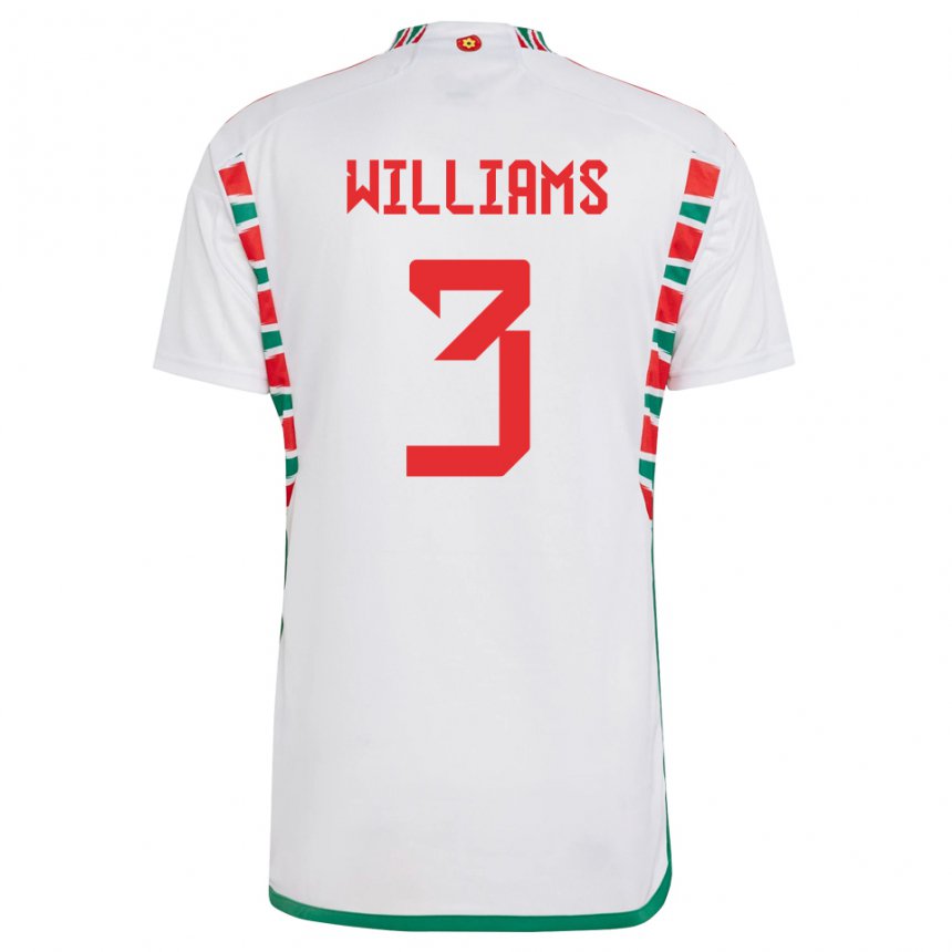 Mænd Wales Zac Williams #3 Hvid Udebane Spillertrøjer 22-24 Trøje T-shirt