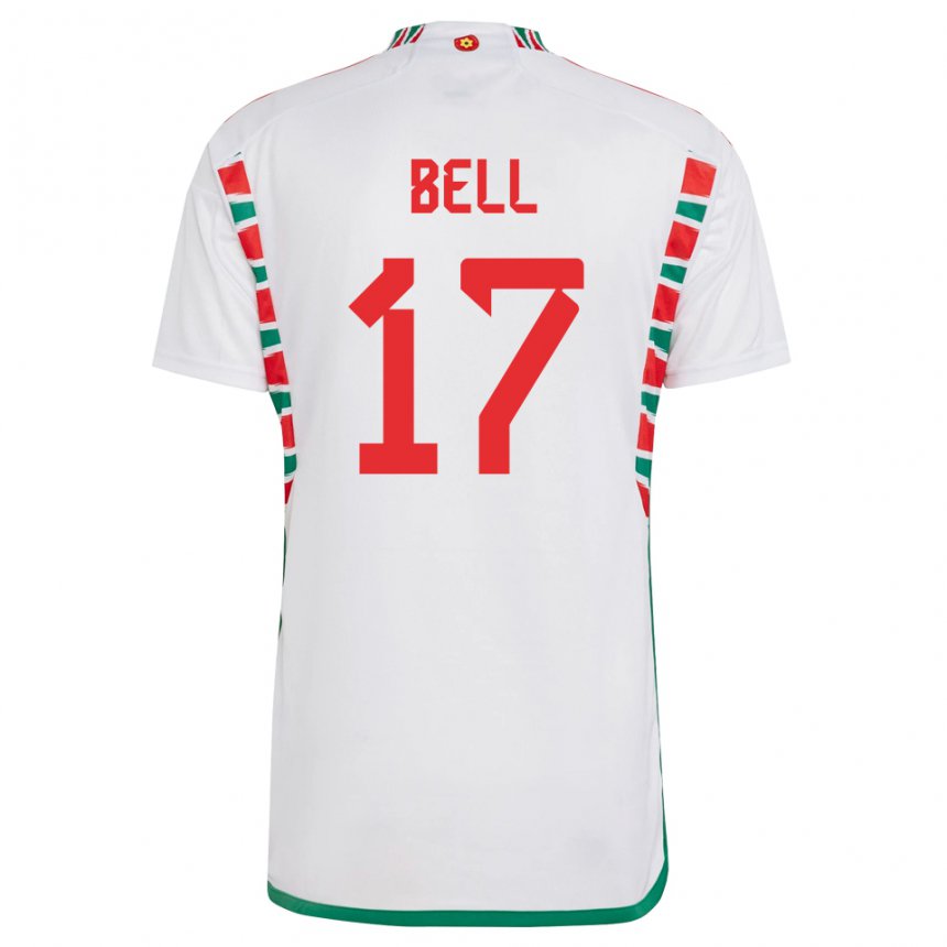 Mænd Wales Zac Bell #17 Hvid Udebane Spillertrøjer 22-24 Trøje T-shirt