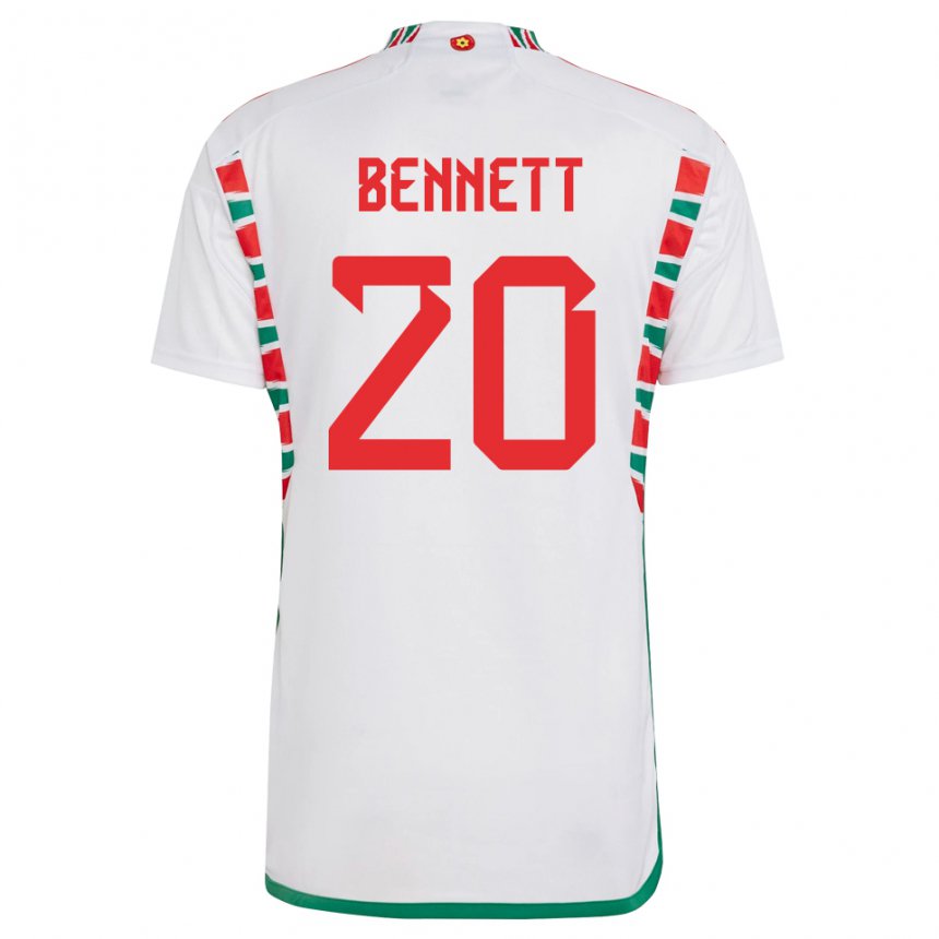 Mænd Wales Aaron Bennett #20 Hvid Udebane Spillertrøjer 22-24 Trøje T-shirt