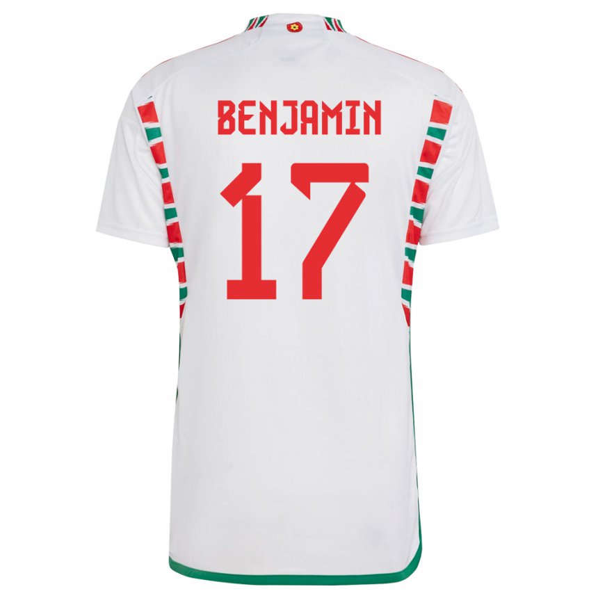 Mænd Wales Omari Benjamin #17 Hvid Udebane Spillertrøjer 22-24 Trøje T-shirt