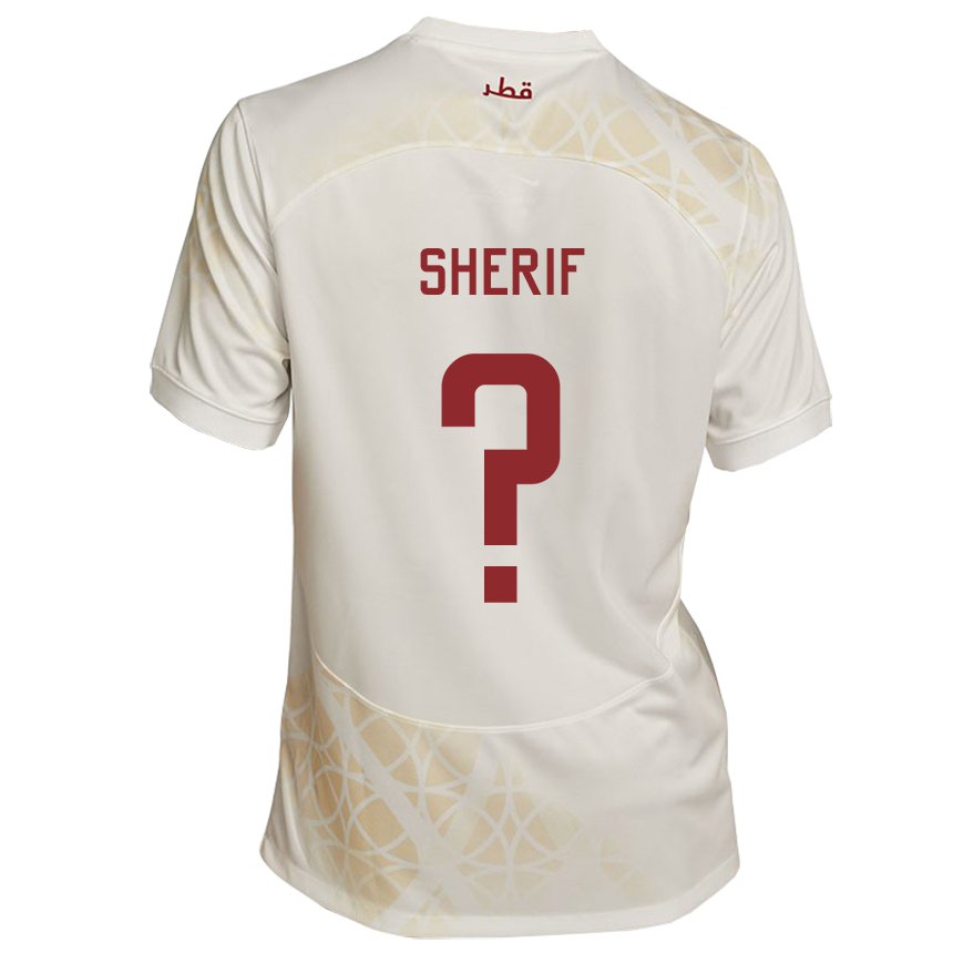 Mænd Qatars Marwan Sherif #0 Gold Beige Udebane Spillertrøjer 22-24 Trøje T-shirt