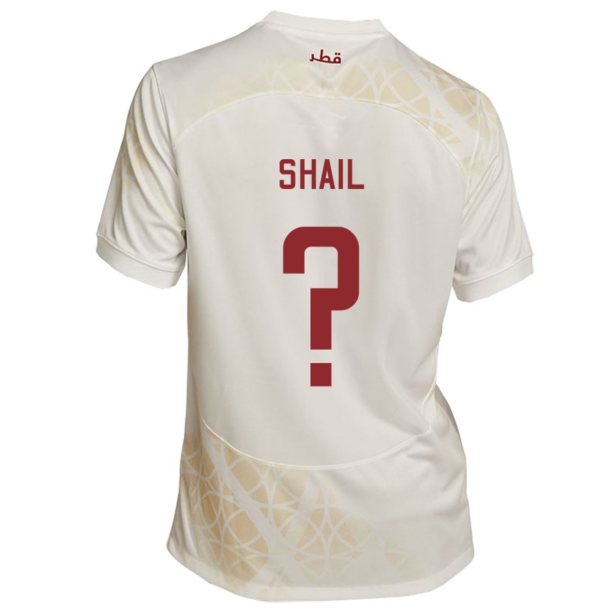 Mænd Qatars Ahmad Shail #0 Gold Beige Udebane Spillertrøjer 22-24 Trøje T-shirt