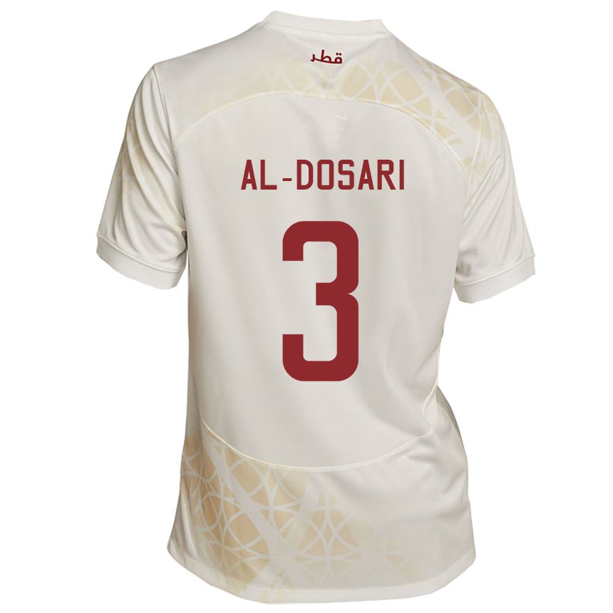 Mænd Qatars Dana Al Dosari #3 Gold Beige Udebane Spillertrøjer 22-24 Trøje T-shirt