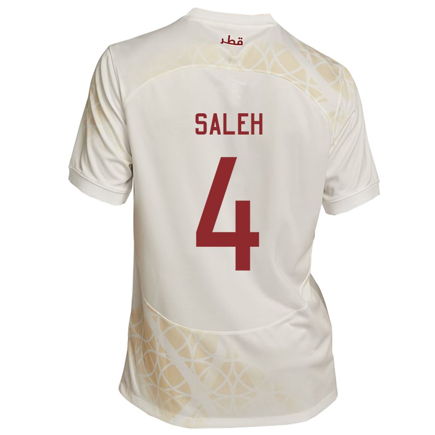 Mænd Qatars Hagar Saleh #4 Gold Beige Udebane Spillertrøjer 22-24 Trøje T-shirt