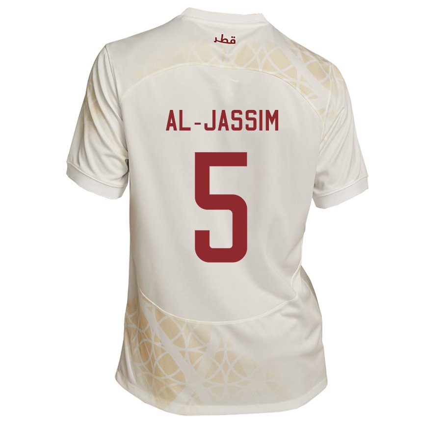 Mænd Qatars Dana Al Jassim #5 Gold Beige Udebane Spillertrøjer 22-24 Trøje T-shirt