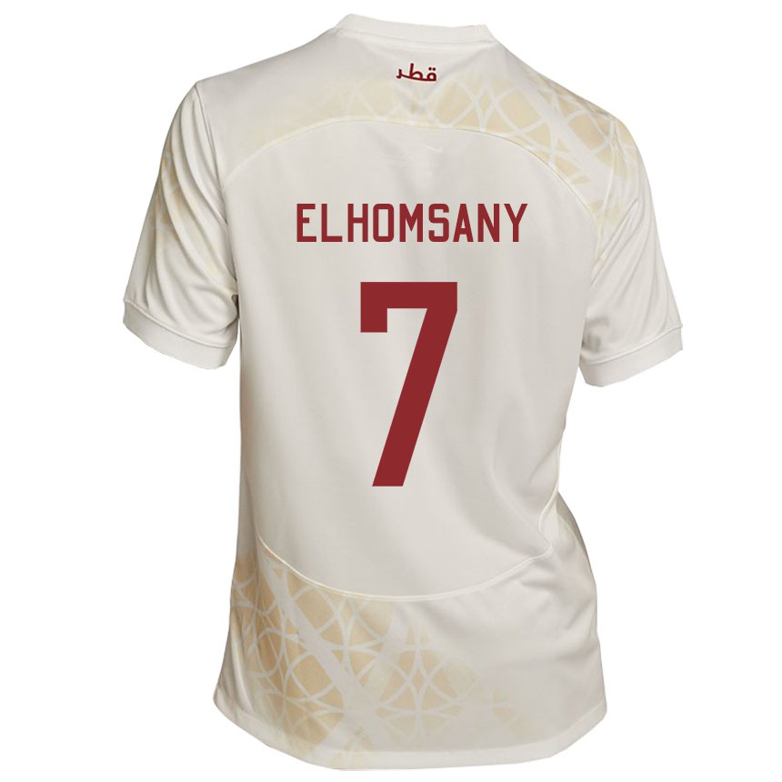 Mænd Qatars Yasmeen Elhomsany #7 Gold Beige Udebane Spillertrøjer 22-24 Trøje T-shirt