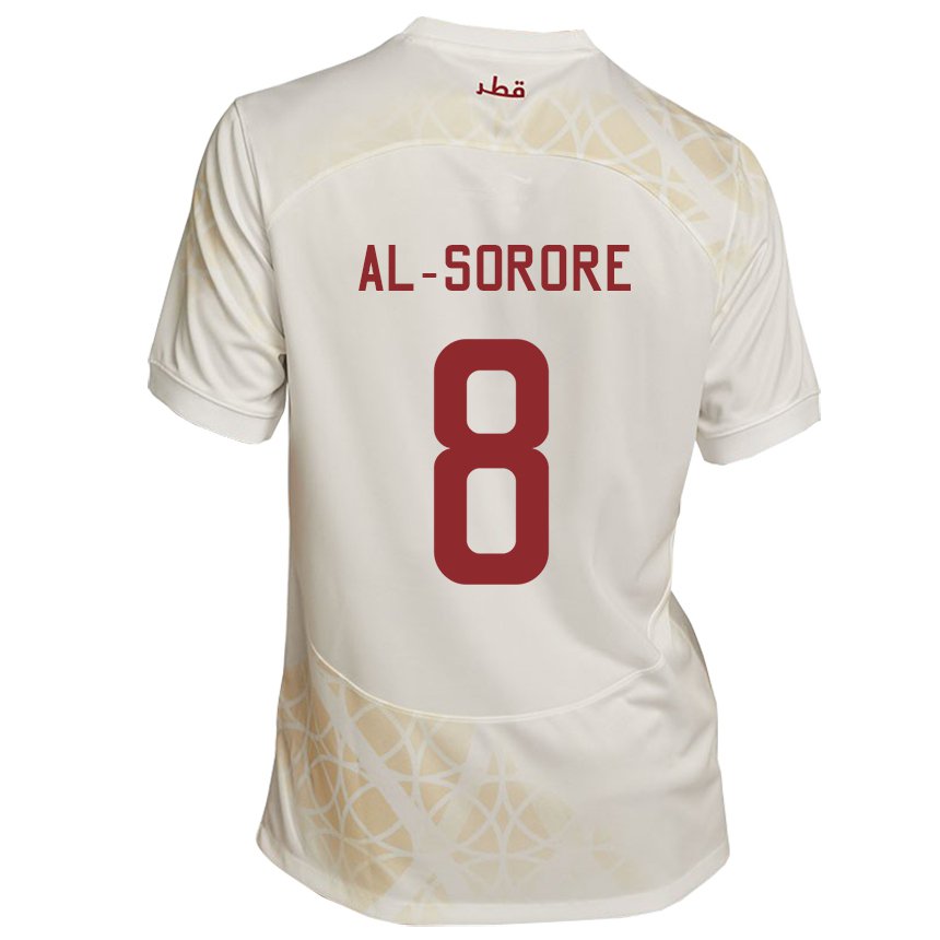 Mænd Qatars Asma Al Sorore #8 Gold Beige Udebane Spillertrøjer 22-24 Trøje T-shirt