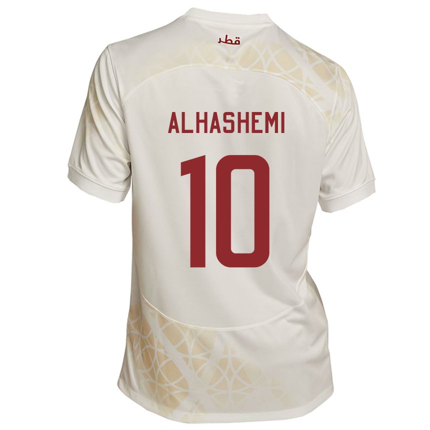 Mænd Qatars Suaad Alhashemi #10 Gold Beige Udebane Spillertrøjer 22-24 Trøje T-shirt