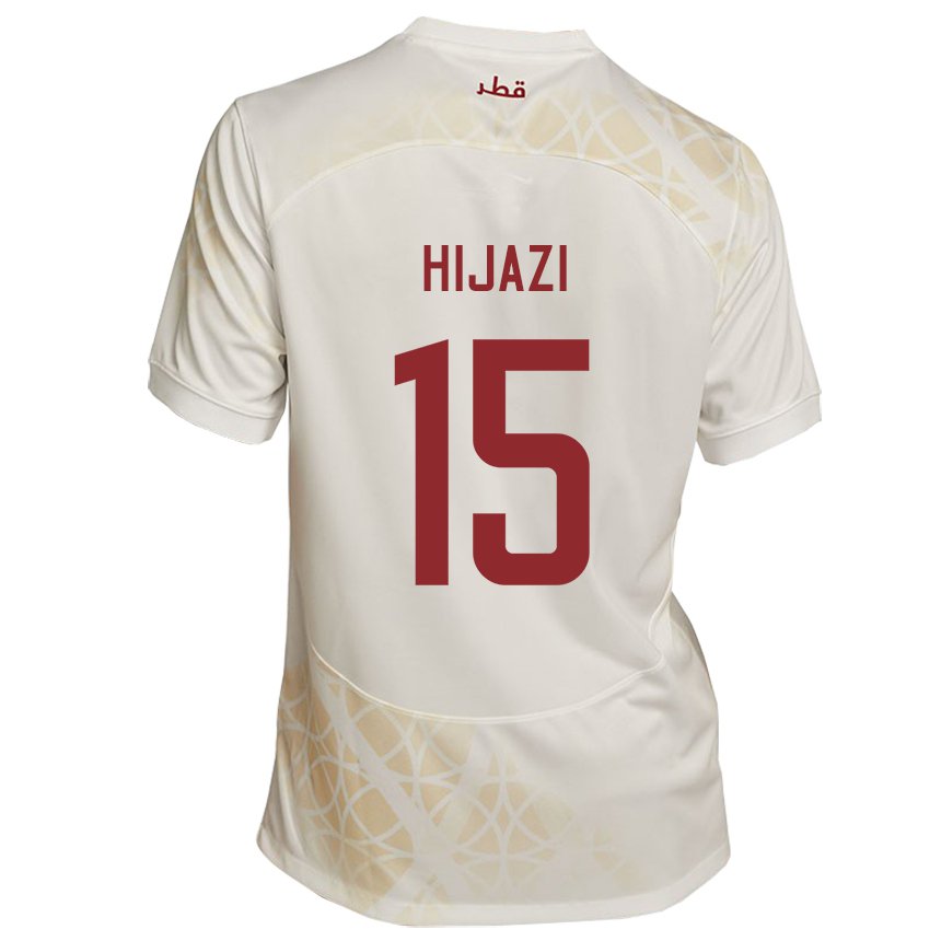 Mænd Qatars Asalet Hijazi #15 Gold Beige Udebane Spillertrøjer 22-24 Trøje T-shirt