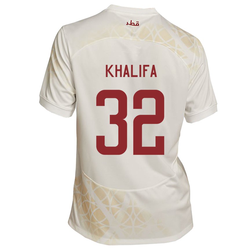 Mænd Qatars Duana Khalifa #32 Gold Beige Udebane Spillertrøjer 22-24 Trøje T-shirt