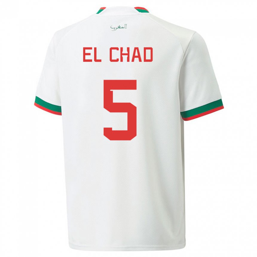 Mænd Marokkos Nesryne El Chad #5 Hvid Udebane Spillertrøjer 22-24 Trøje T-shirt